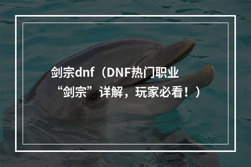 剑宗dnf（DNF热门职业“剑宗”详解，玩家必看！）