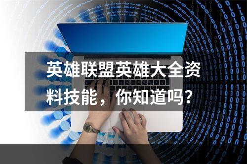 英雄联盟英雄大全资料技能，你知道吗？