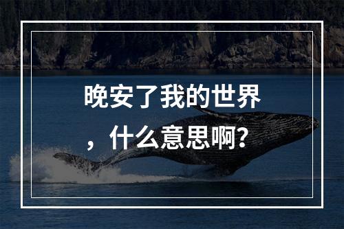 晚安了我的世界，什么意思啊？