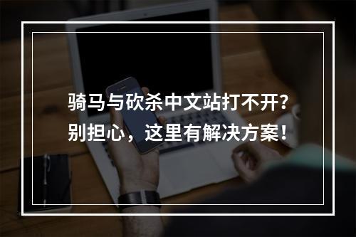 骑马与砍杀中文站打不开？别担心，这里有解决方案！