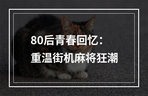 80后青春回忆：重温街机麻将狂潮