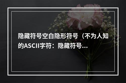 隐藏符号空白隐形符号（不为人知的ASCII字符：隐藏符号和隐形符号是如何影响文本的？）