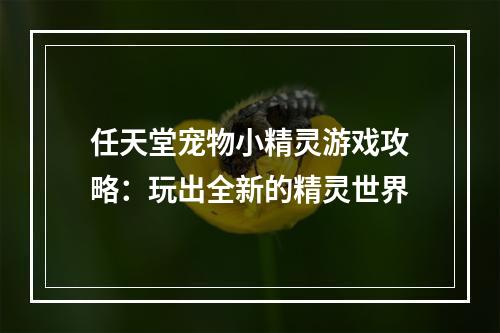 任天堂宠物小精灵游戏攻略：玩出全新的精灵世界