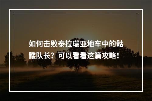 如何击败泰拉瑞亚地牢中的骷髅队长？可以看看这篇攻略！