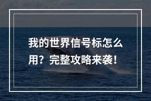 我的世界信号标怎么用？完整攻略来袭！