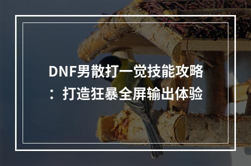 DNF男散打一觉技能攻略：打造狂暴全屏输出体验