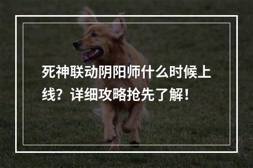 死神联动阴阳师什么时候上线？详细攻略抢先了解！