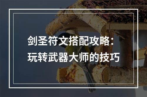 剑圣符文搭配攻略：玩转武器大师的技巧