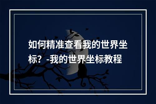 如何精准查看我的世界坐标？-我的世界坐标教程