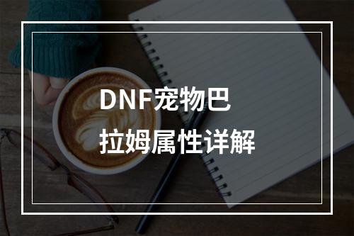 DNF宠物巴拉姆属性详解