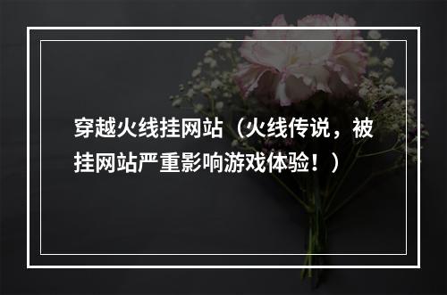 穿越火线挂网站（火线传说，被挂网站严重影响游戏体验！）