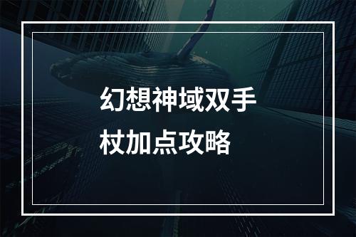 幻想神域双手杖加点攻略