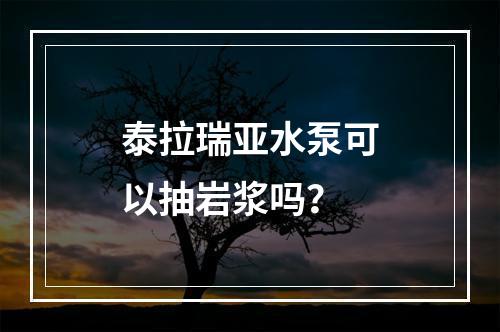 泰拉瑞亚水泵可以抽岩浆吗？