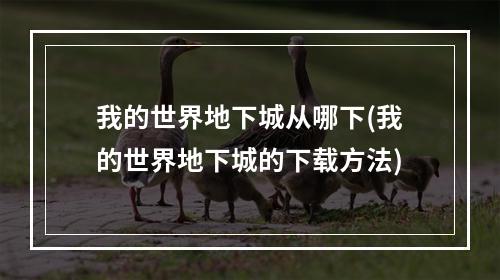 我的世界地下城从哪下(我的世界地下城的下载方法)