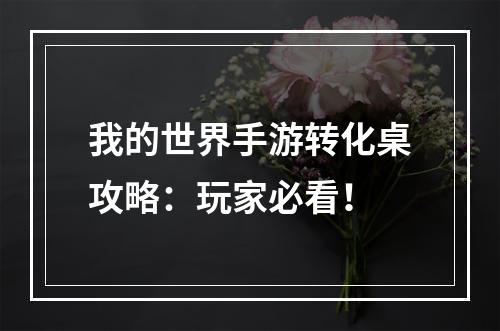 我的世界手游转化桌攻略：玩家必看！