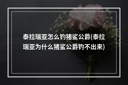 泰拉瑞亚怎么钓猪鲨公爵(泰拉瑞亚为什么猪鲨公爵钓不出来)