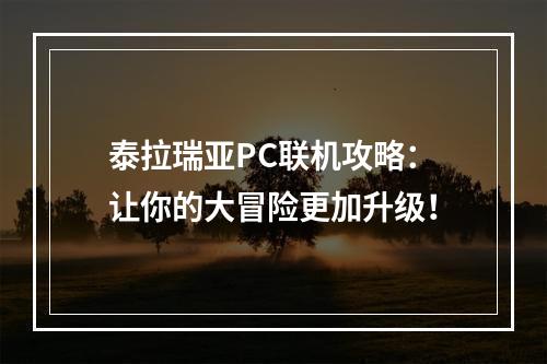 泰拉瑞亚PC联机攻略：让你的大冒险更加升级！