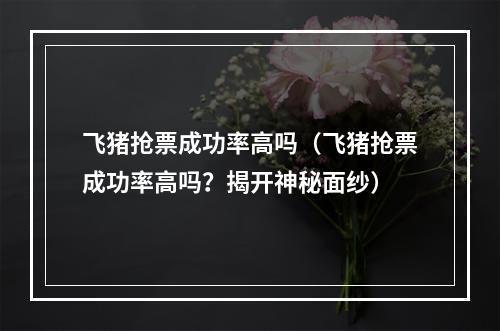 飞猪抢票成功率高吗（飞猪抢票成功率高吗？揭开神秘面纱）