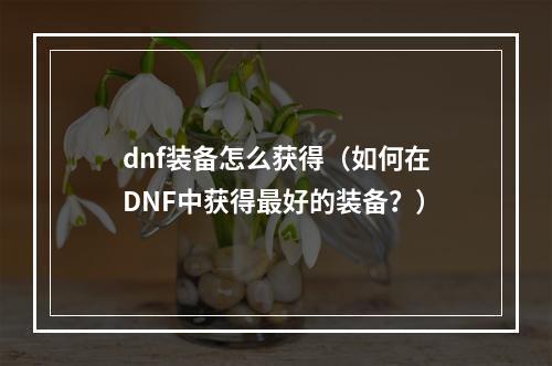 dnf装备怎么获得（如何在DNF中获得最好的装备？）