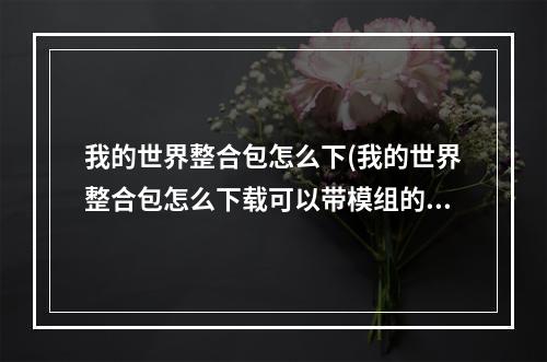 我的世界整合包怎么下(我的世界整合包怎么下载可以带模组的版本)