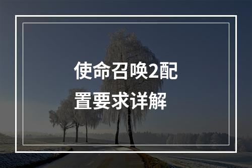 使命召唤2配置要求详解