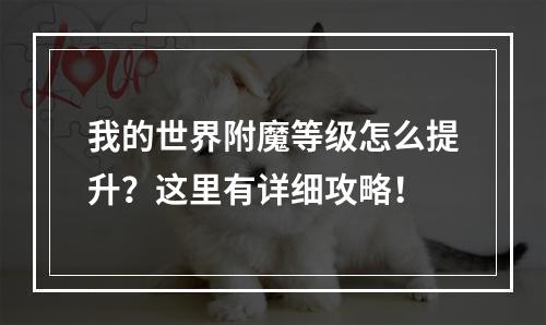 我的世界附魔等级怎么提升？这里有详细攻略！