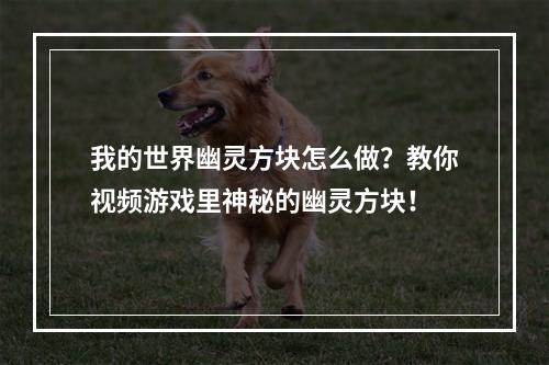 我的世界幽灵方块怎么做？教你视频游戏里神秘的幽灵方块！