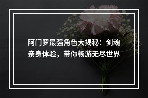 阿门罗最强角色大揭秘：剑魂亲身体验，带你畅游无尽世界