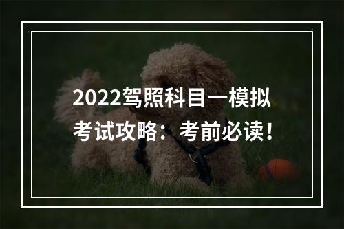 2022驾照科目一模拟考试攻略：考前必读！