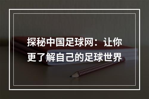 探秘中国足球网：让你更了解自己的足球世界