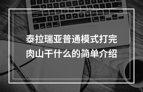 泰拉瑞亚普通模式打完肉山干什么的简单介绍