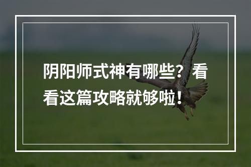 阴阳师式神有哪些？看看这篇攻略就够啦！