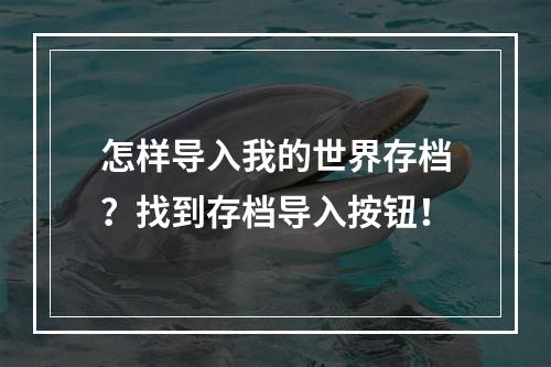 怎样导入我的世界存档？找到存档导入按钮！