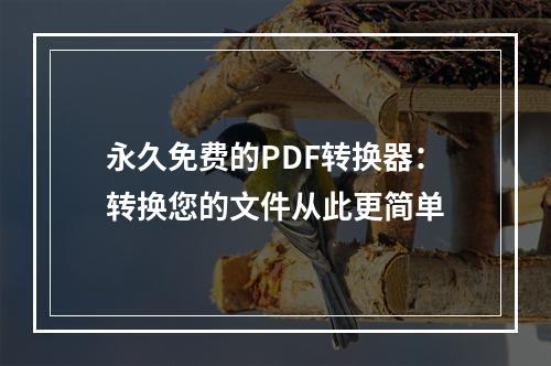 永久免费的PDF转换器：转换您的文件从此更简单