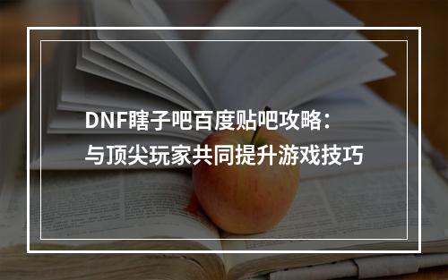 DNF瞎子吧百度贴吧攻略：与顶尖玩家共同提升游戏技巧