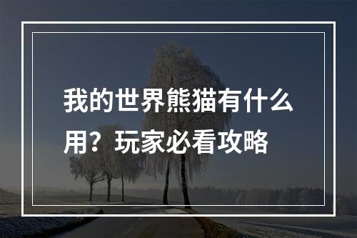 我的世界熊猫有什么用？玩家必看攻略