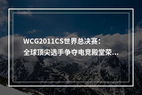 WCG2011CS世界总决赛：全球顶尖选手争夺电竞殿堂荣誉