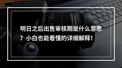 明日之后出售审核期是什么意思？小白也能看懂的详细解释！