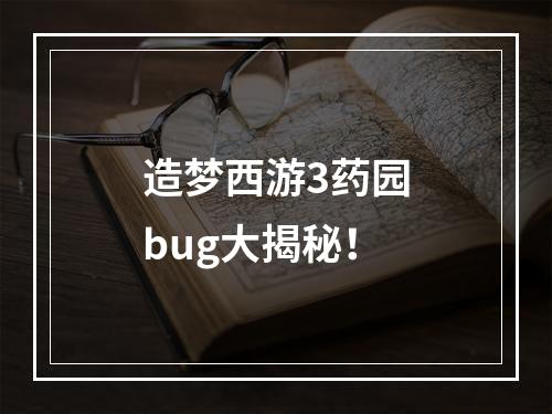 造梦西游3药园bug大揭秘！