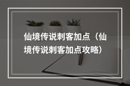 仙境传说刺客加点（仙境传说刺客加点攻略）