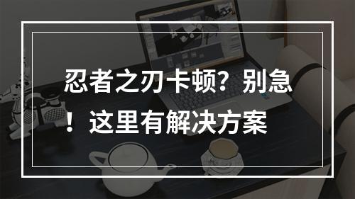 忍者之刃卡顿？别急！这里有解决方案