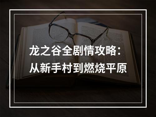 龙之谷全剧情攻略：从新手村到燃烧平原