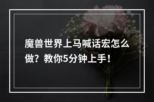 魔兽世界上马喊话宏怎么做？教你5分钟上手！