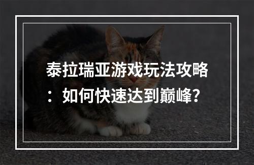 泰拉瑞亚游戏玩法攻略：如何快速达到巅峰？