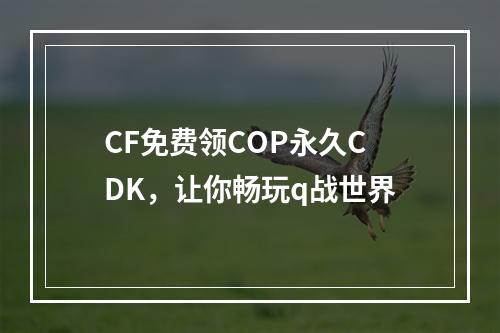 CF免费领COP永久CDK，让你畅玩q战世界