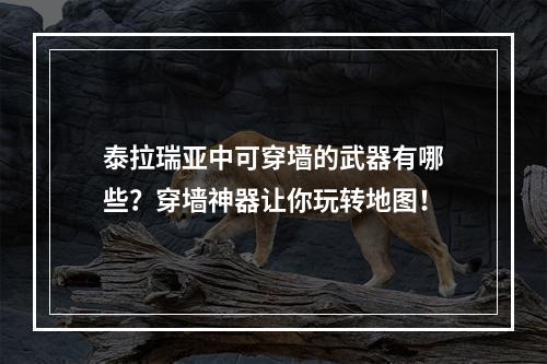 泰拉瑞亚中可穿墙的武器有哪些？穿墙神器让你玩转地图！