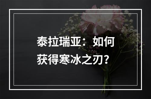 泰拉瑞亚：如何获得寒冰之刃？