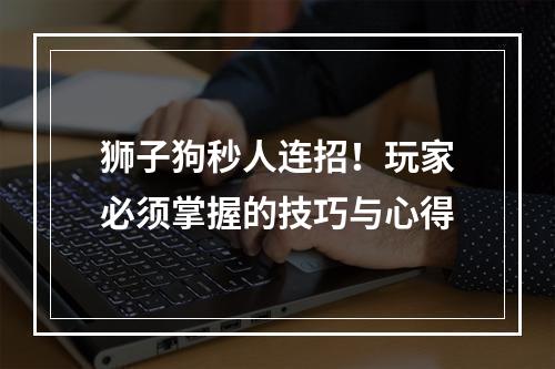 狮子狗秒人连招！玩家必须掌握的技巧与心得