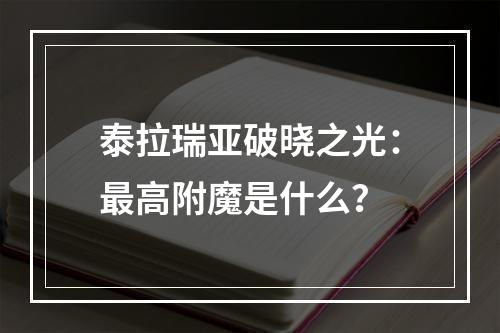 泰拉瑞亚破晓之光：最高附魔是什么？