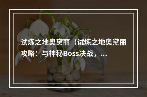 试炼之地奥黛丽（试炼之地奥黛丽攻略：与神秘Boss决战，谁能成为胜利者？）